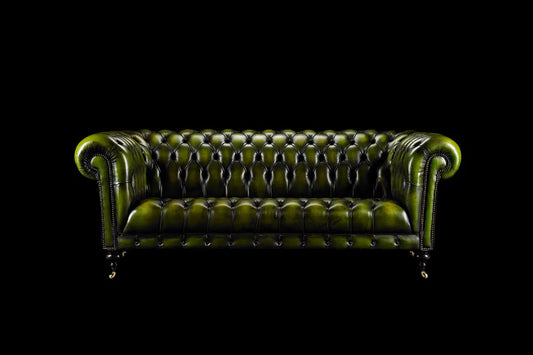 Antique Chesterfield Leather Sofa Green