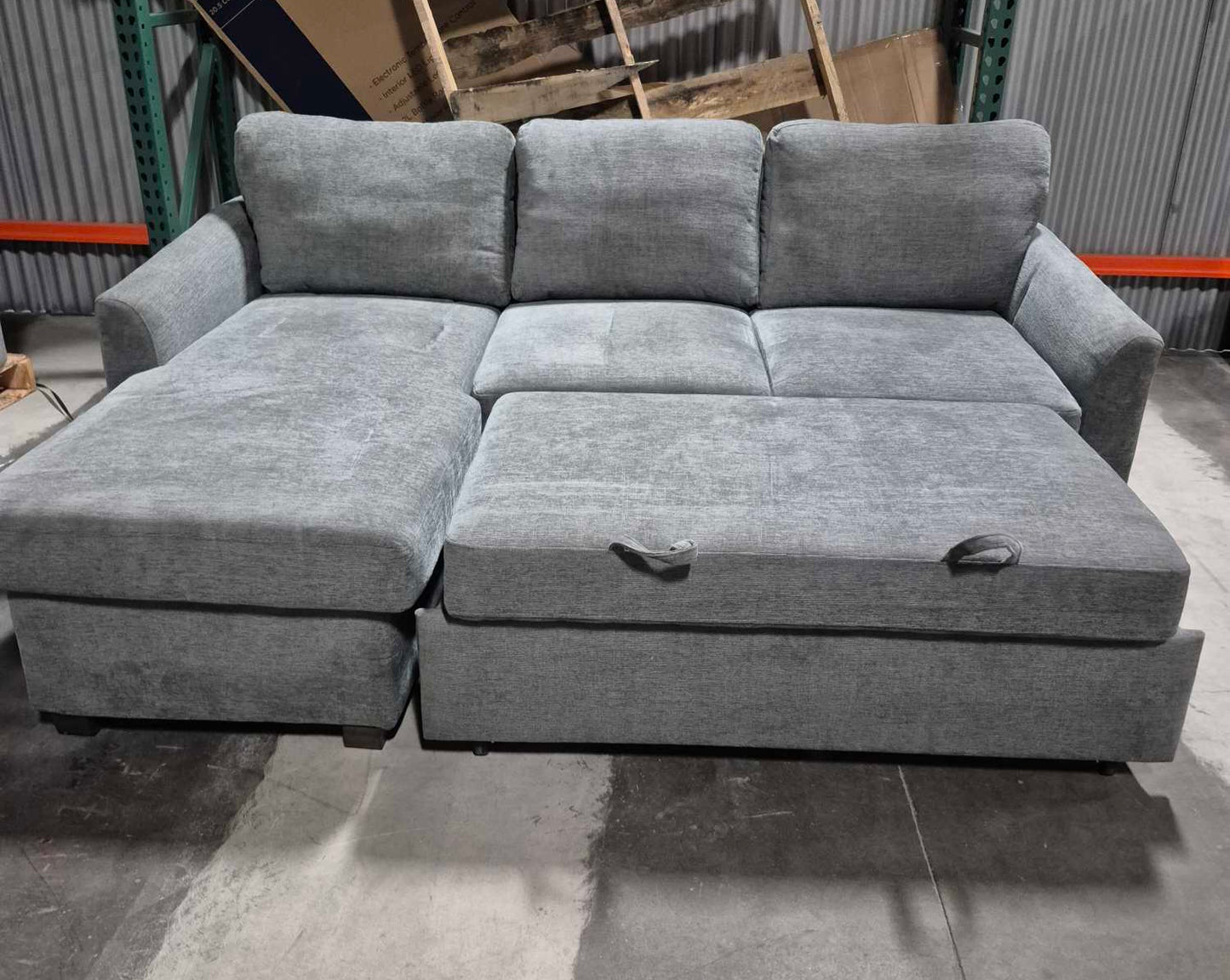 Coddle Cameron Gray Fabric Sleeper Sofa with Storage ex costco