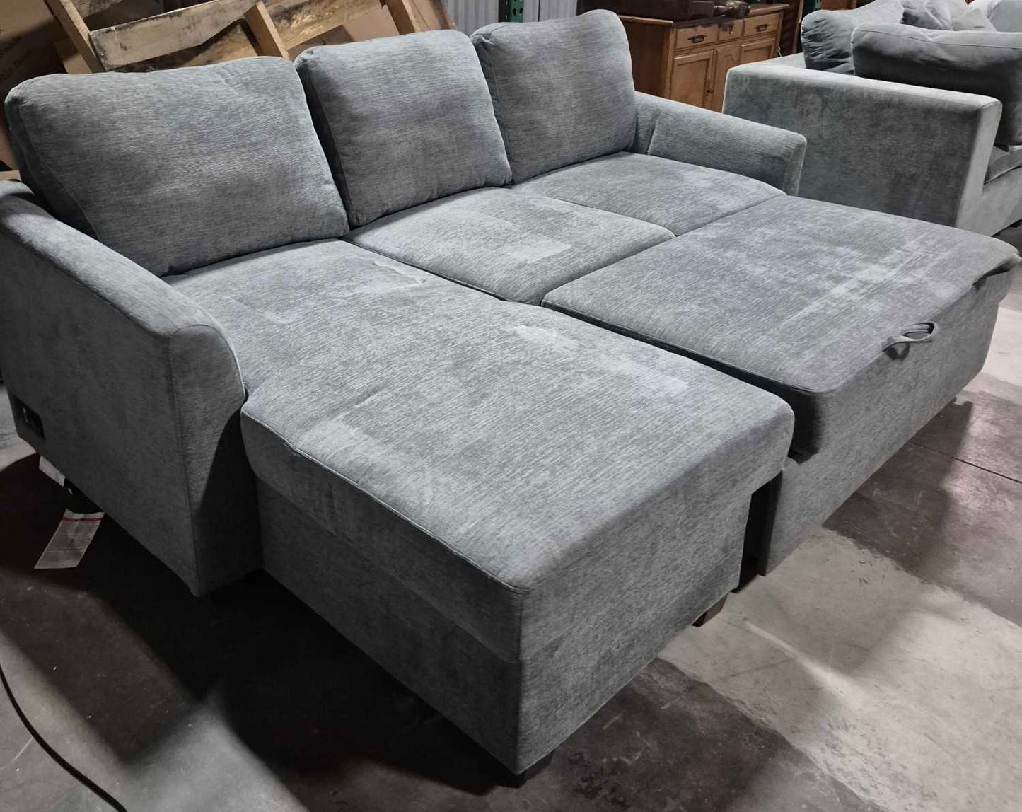 Coddle Cameron Gray Fabric Sleeper Sofa with Storage ex costco