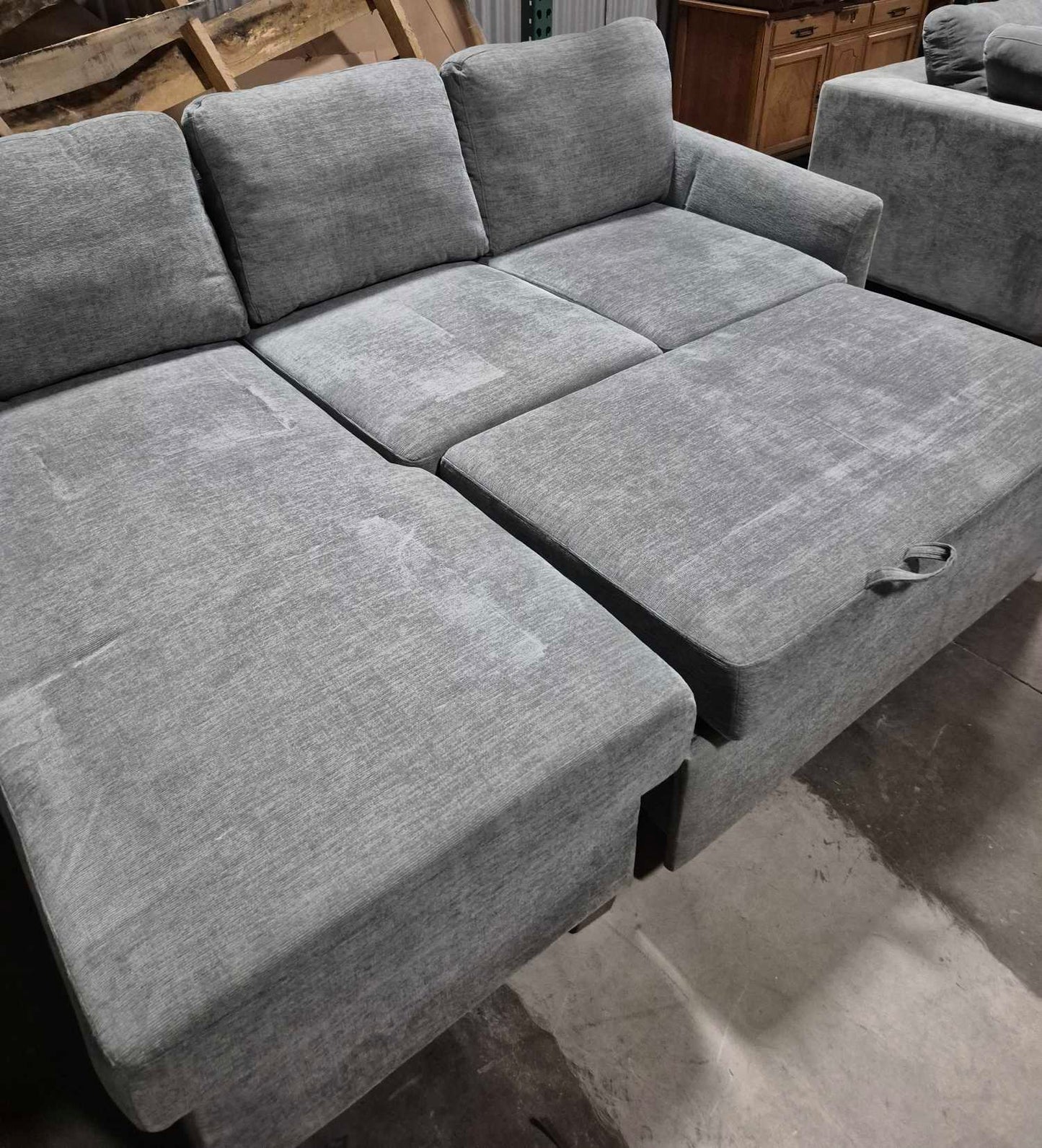 Coddle Cameron Gray Fabric Sleeper Sofa with Storage ex costco
