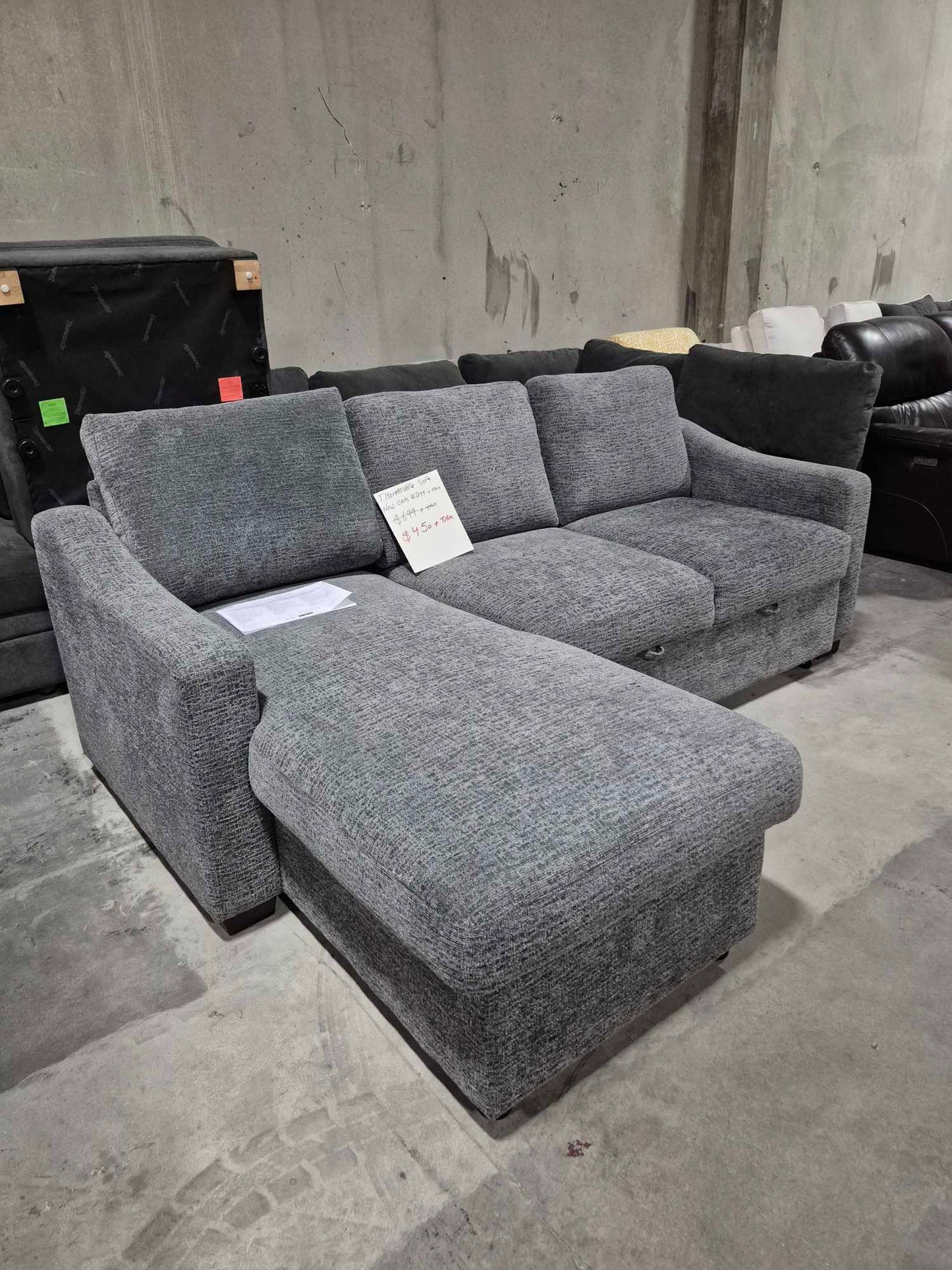 Coddle Aria Gray Fabric Sleeper Sofa with chaise & Storage