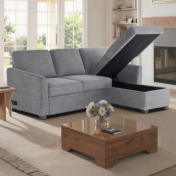 Coddle Cameron Gray Fabric Sleeper Sofa with Storage ex costco