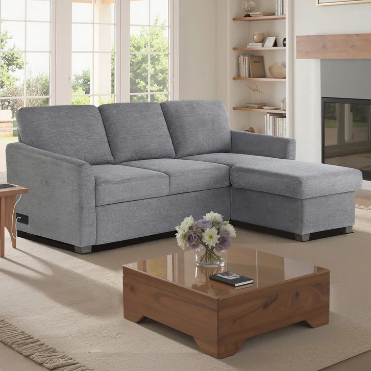 Coddle Cameron Gray Fabric Sleeper Sofa with Storage ex costco