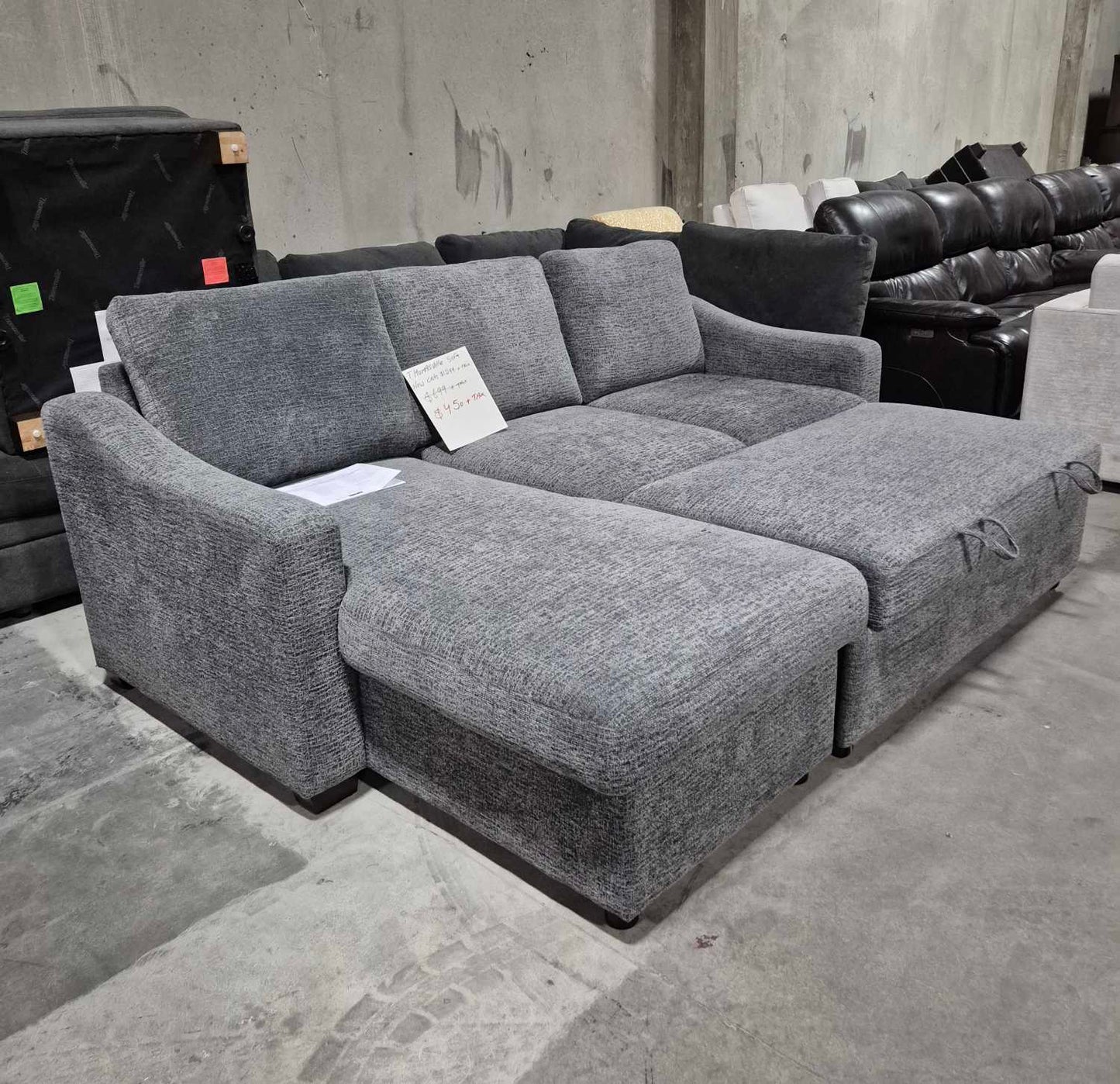 Coddle Aria Gray Fabric Sleeper Sofa with chaise & Storage