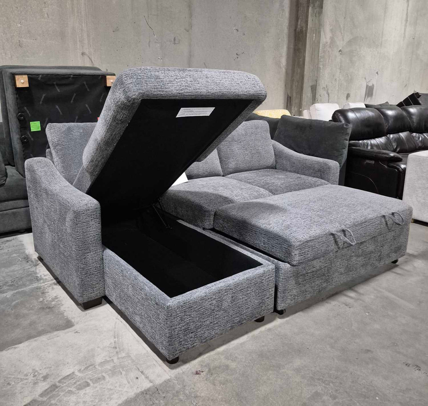 Coddle Aria Gray Fabric Sleeper Sofa with chaise & Storage