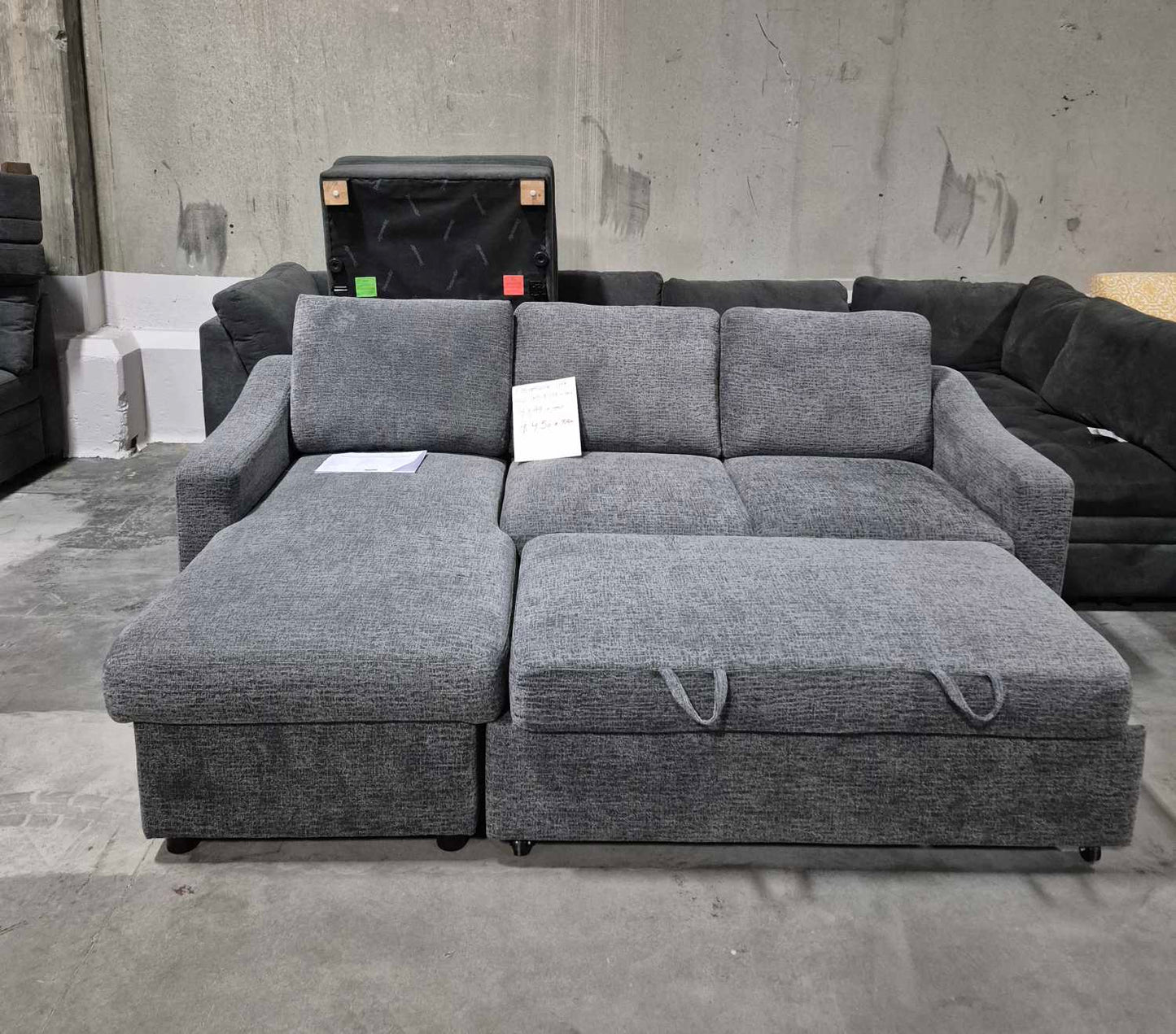 Coddle Aria Gray Fabric Sleeper Sofa with chaise & Storage