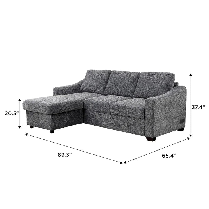 Coddle Aria Gray Fabric Sleeper Sofa with chaise & Storage