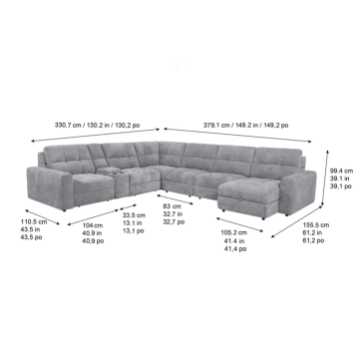 Emma Fabric Power Recliner sectional with chaise