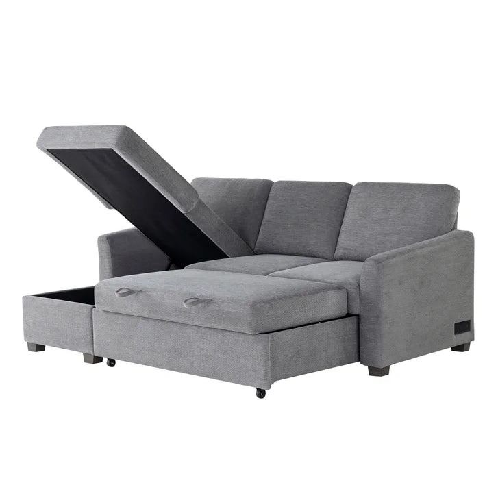 Coddle Cameron Gray Fabric Sleeper Sofa with Storage ex costco