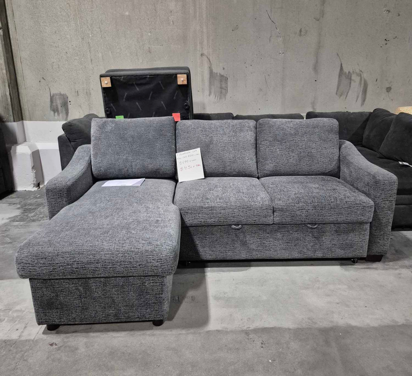 Coddle Aria Gray Fabric Sleeper Sofa with chaise & Storage