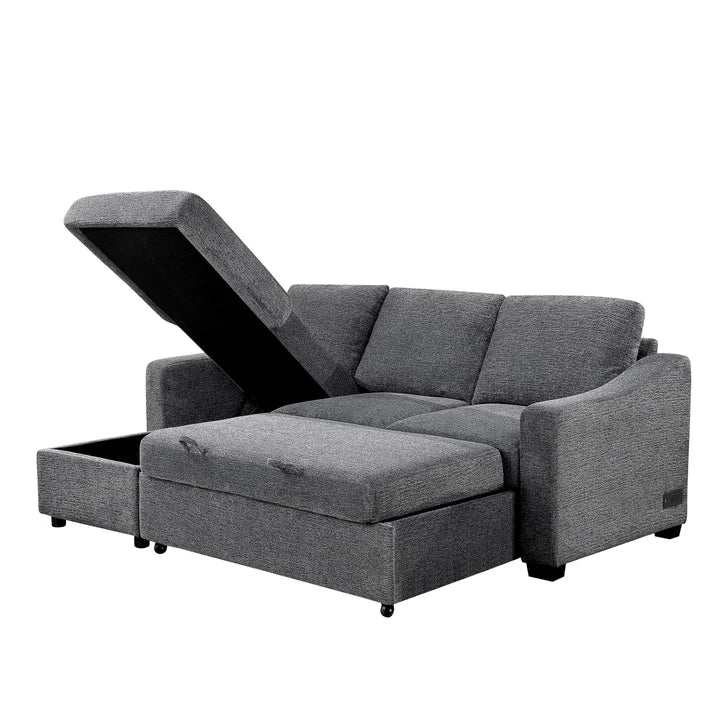 Coddle Aria Gray Fabric Sleeper Sofa with chaise & Storage