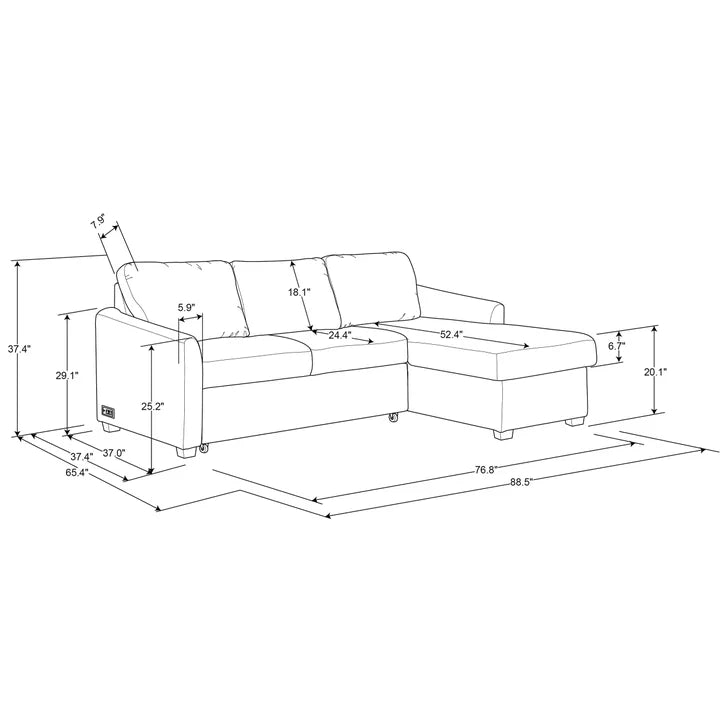 Coddle Cameron Gray Fabric Sleeper Sofa with Storage ex costco