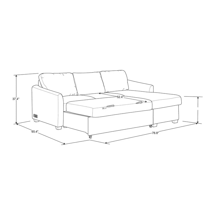 Coddle Cameron Gray Fabric Sleeper Sofa with Storage ex costco